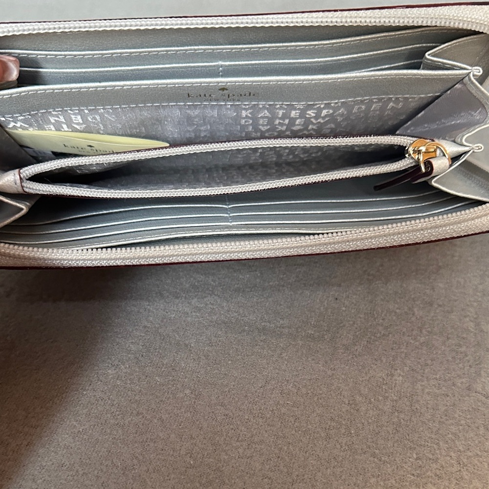 Kate Spade Kenzie Glitter Zip Wallet Shimmering Silver - Picture 7 of 10